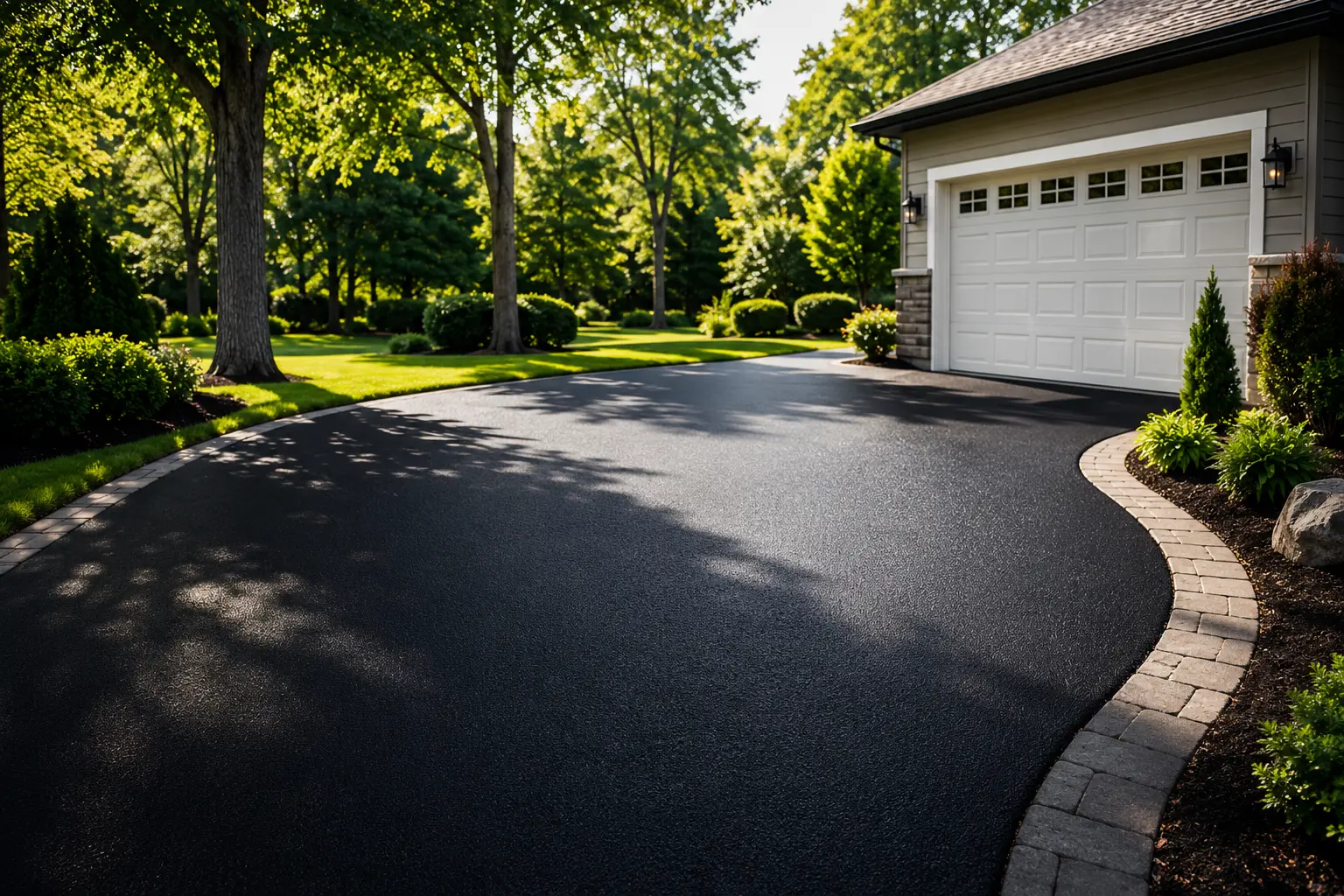 Freshly sealed asphalt driveway protected from Ontario weather